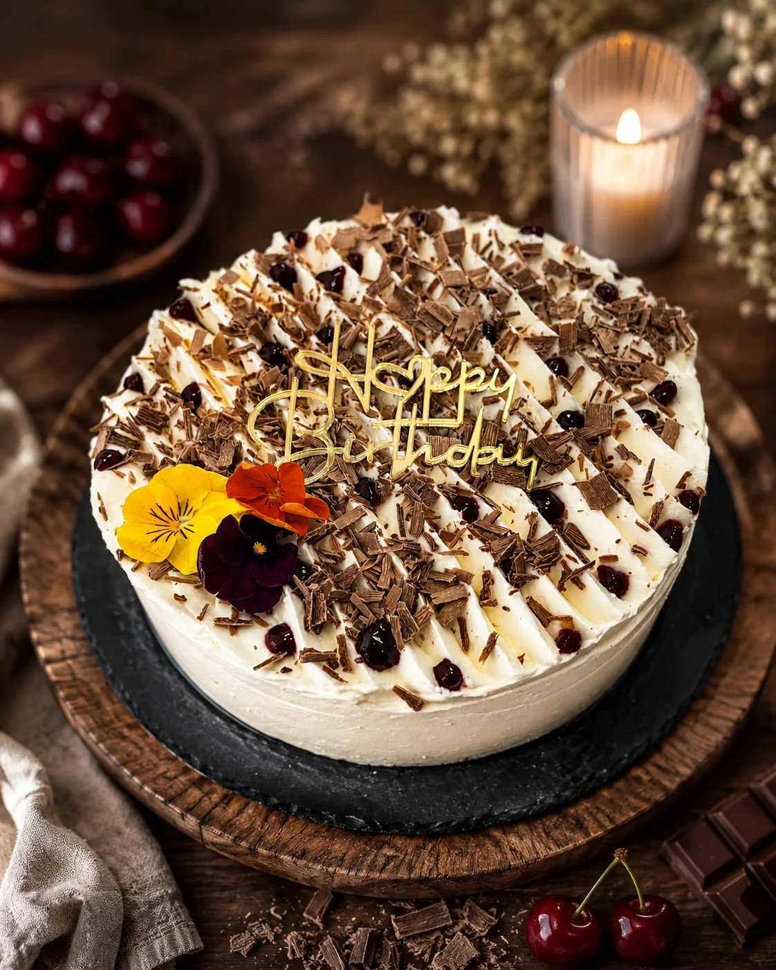 Gâteau chocolat et cerises