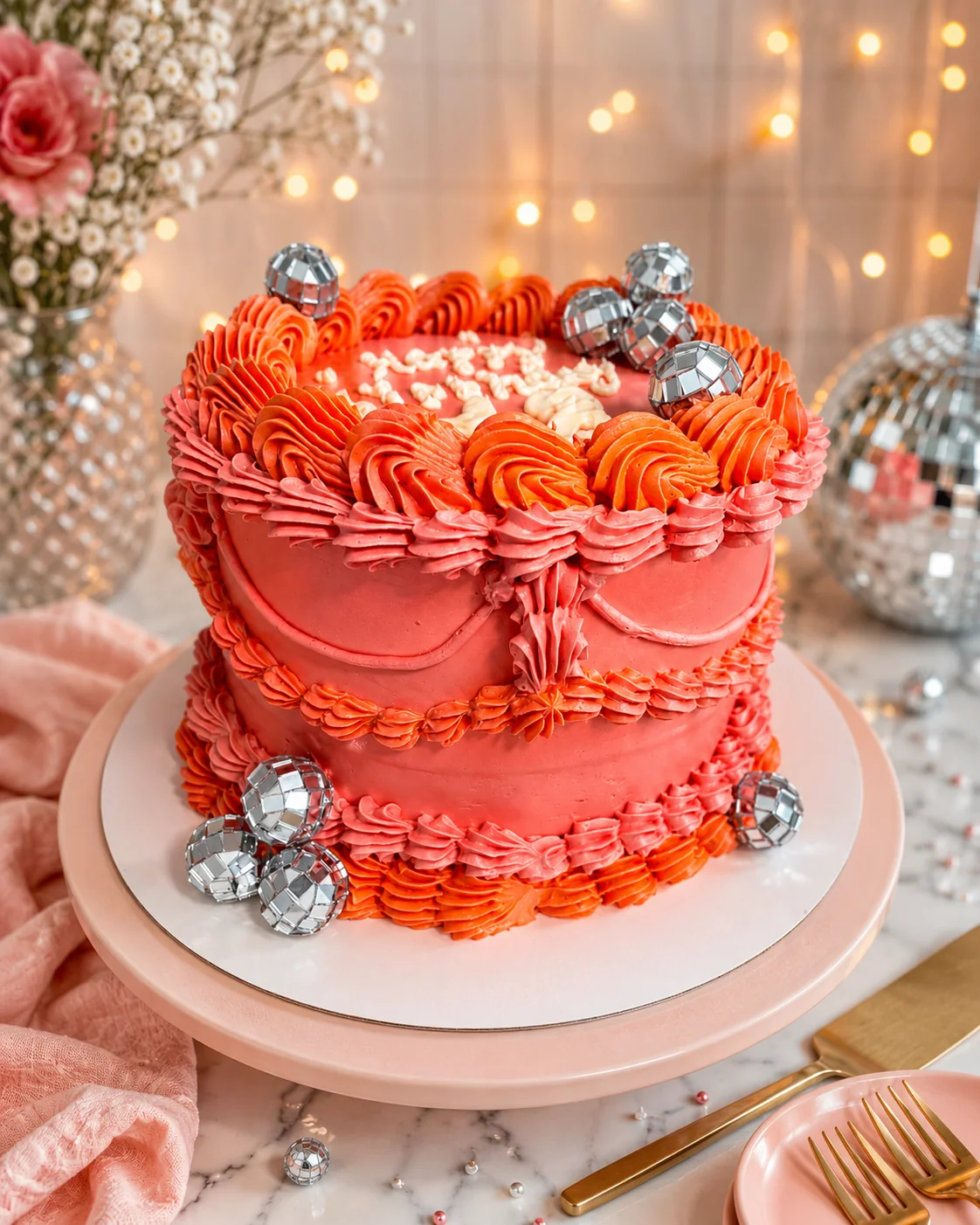Gâteau rose disco